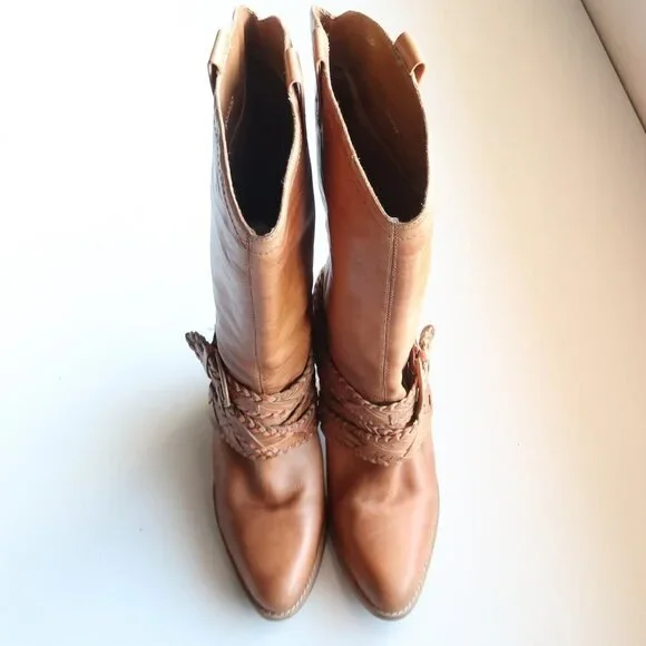 Roots Brazilian Almond Toe Block Heel Western Cowgirl Tall Riding Boots Size 8 - Picture 5 of 16